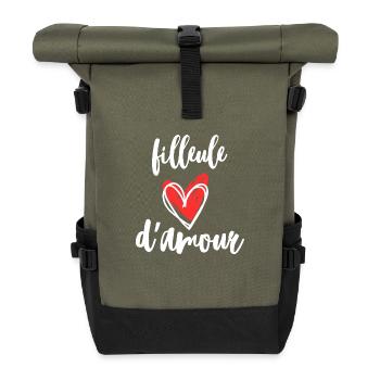 Filleule d'amour Idée cadeau Baptême anniversaire - Sac à dos roll top - olive/noir - Devant
