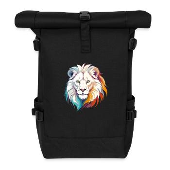 Löwe Vektor Kunst mit lebendigen Farben Illustration - Rolltop Rucksack - Schwarz - Vorne