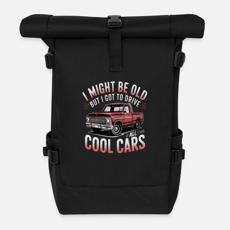 I Might Be Old But I Got To Drive All Cool Cars - Roll Top Backpack - black
