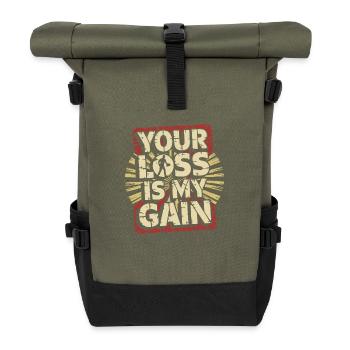 Passion for treasures and adventures - Roll Top Backpack - olive/black - Front