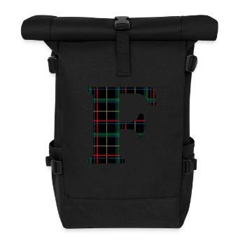 Monogramm f Schottischer Tartan - Rolltop Rucksack - Schwarz - Vorne