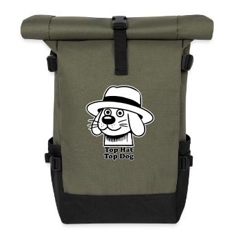 Dapper Doggo - Chapeau haut de forme, design Top Dog - Sac à dos roll top - olive/noir - Devant