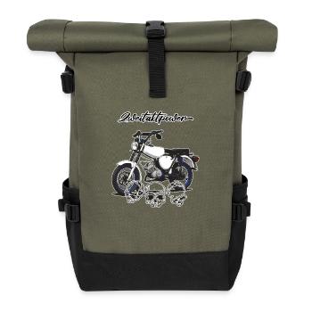 S51 (weiß) // Illustration - Rolltop Rucksack - Olive/Schwarz - Vorne
