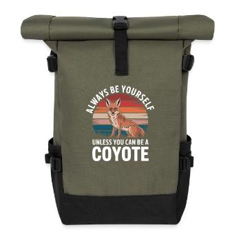 Coyote Animal Funny - Roll Top Backpack - olive/black - Front