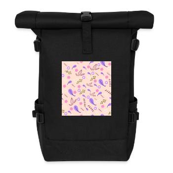 Design élégant de feuilles et de motifs décoratifs - Sac à dos roll top - noir - Devant