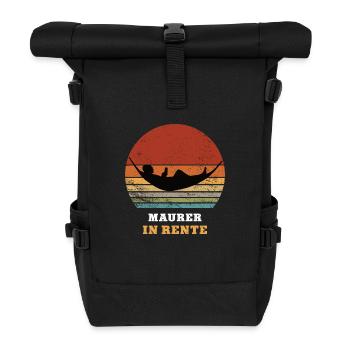 Maurer Rente Ruhestand Ruheständler Rentner - Rolltop Rucksack - Schwarz - Vorne