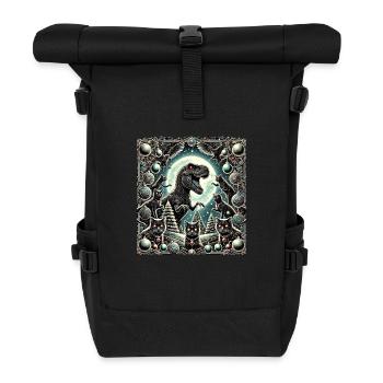 Dino Weihnachten T-Rex Katzen Ornamente - Rolltop Rucksack - Schwarz - Vorne