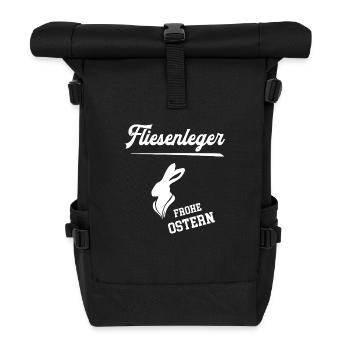 Fliesenleger Frohe Ostern Bodenleger Oster Outfit - Rolltop Rucksack - Schwarz - Vorne