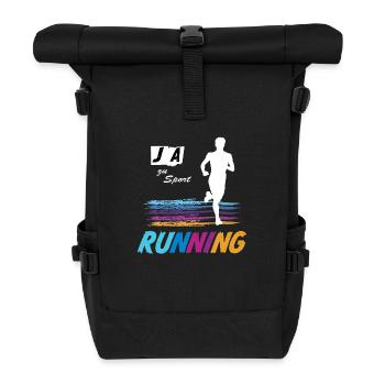 JA zu Running & Sport 🏃 Laufsport Laufen Joggen - Rolltop Rucksack - Schwarz - Vorne
