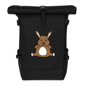 Hase Pummelig Dick Fett Rund Übergewicht Hungrig - Rolltop Rucksack - Schwarz - Vorne