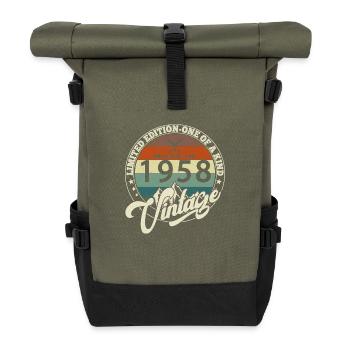 Vintage 1958 Best of 1958 - 67 Year Old Birthday - Roll Top Backpack - olive/black - Front
