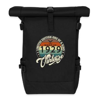 Jahrgang 1929 Das Beste von 1929 - 96 Jahre alter Geburtstag - Rolltop Rucksack - Schwarz - Vorne