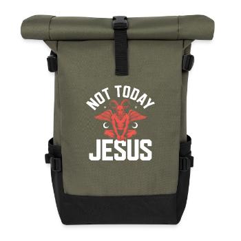 Nicht heute Jesus! Satanist Atheist Goth Aesthetic - Rolltop Rucksack - Olive/Schwarz - Vorne