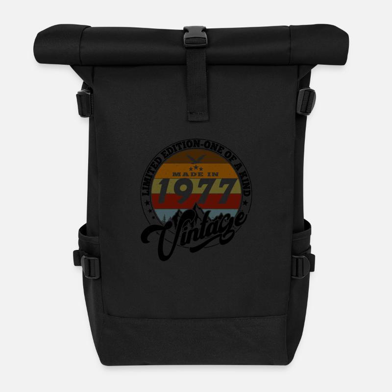 Eleganter Vintage: 1977 Retro Geschenk 1977 2025 - Rolltop Rucksack - Schwarz