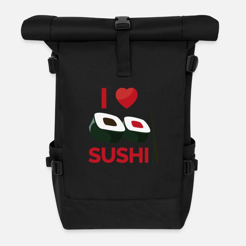 Ich liebe Sushi - Rolltop Rucksack - Schwarz