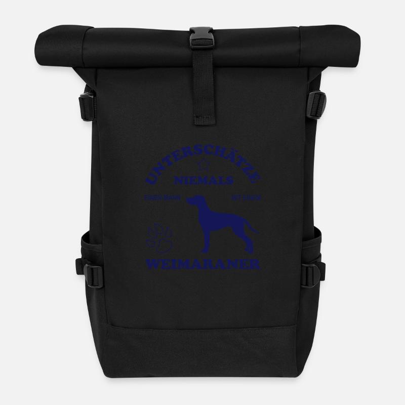 Unterschätze niemals einen Man m. einem Weimaraner - Rolltop Rucksack - Schwarz