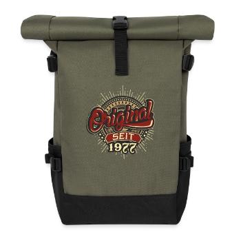 Geburtstag Original seit 1977 - Rolltop Rucksack - Olive/Schwarz - Vorne