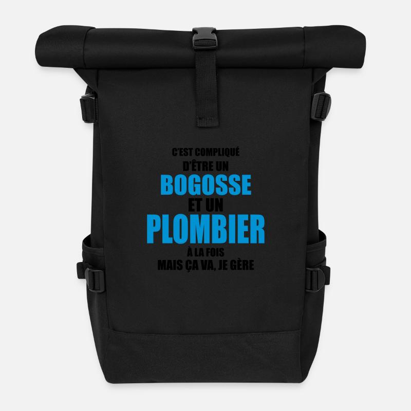 c'est compliqué d'être un bogosse et un plombier - Sac à dos roll top - noir
