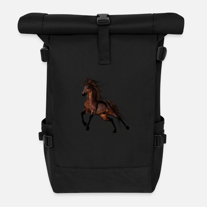 Brown Wild Horse - Rolltop Rucksack - Schwarz