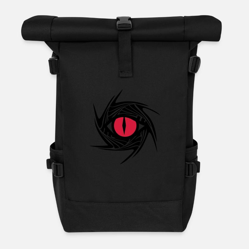 Drachenauge, Dragon Eye, Tattoo Style, Drache Auge - Rolltop Rucksack - Schwarz