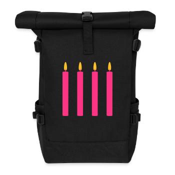 4 Kerzen //vier//vierter Geburtstag //viertes Mal - Rolltop Rucksack - Schwarz - Vorne