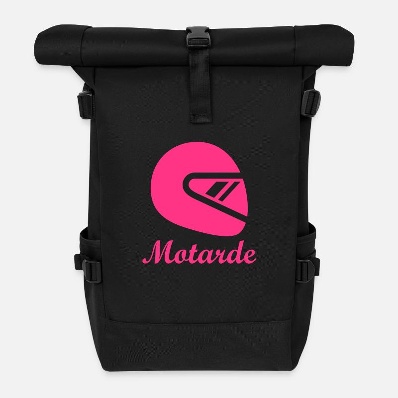 Motarde / Motard / Moto / Biker - Roll Top Backpack - black