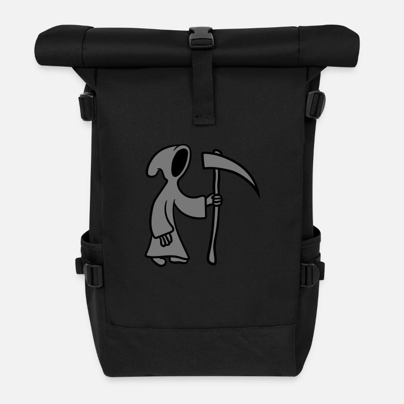 Comic Cartoon Tod mit Sense - Rolltop Rucksack - Schwarz