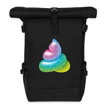 Smiley Glitter Poo - Rolltop Rucksack - Schwarz - Vorne