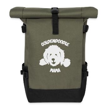 Doodle Mama Mum Mother Goldendoodle - Roll Top Backpack - olive/black - Front