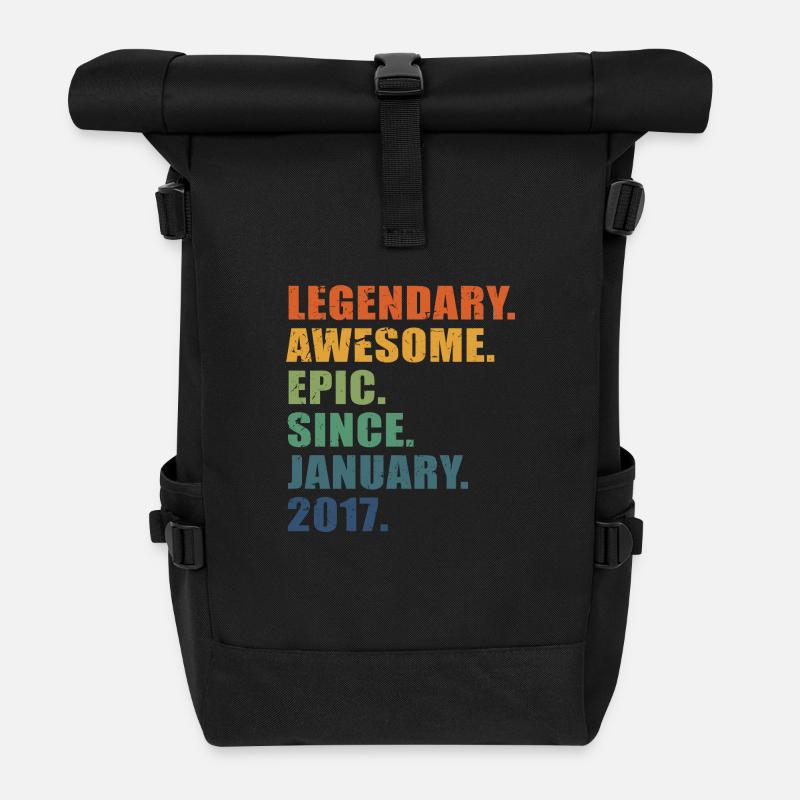 6. Geburtstag, Januar 2017, 6-jähriges Jubiläum - Rolltop Rucksack - Schwarz