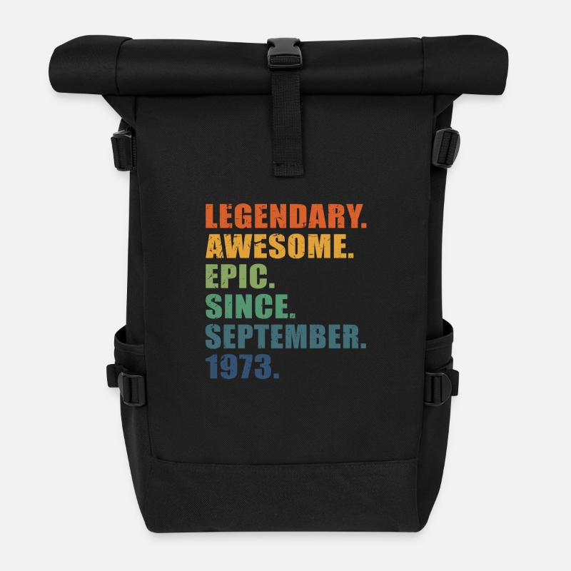 50. Geburtstag, September 1973, 50-jähriges Jubiläum - Rolltop Rucksack - Schwarz