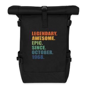 55. Geburtstag, Oktober 1968, 55-jähriges Jubiläum - Rolltop Rucksack - Schwarz - Vorne