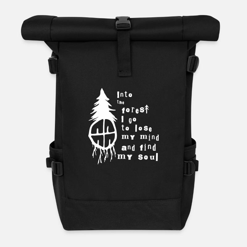dans la forêt je vais perdre la tête et trouver mon âme - Sac à dos roll top - noir