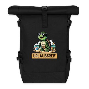 Turtle Ready for Holiday - Roll Top Backpack - black - Front