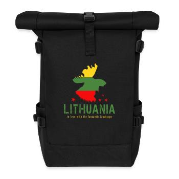 Lithuania Lithuanian Vilnius - Roll Top Backpack - black - Front