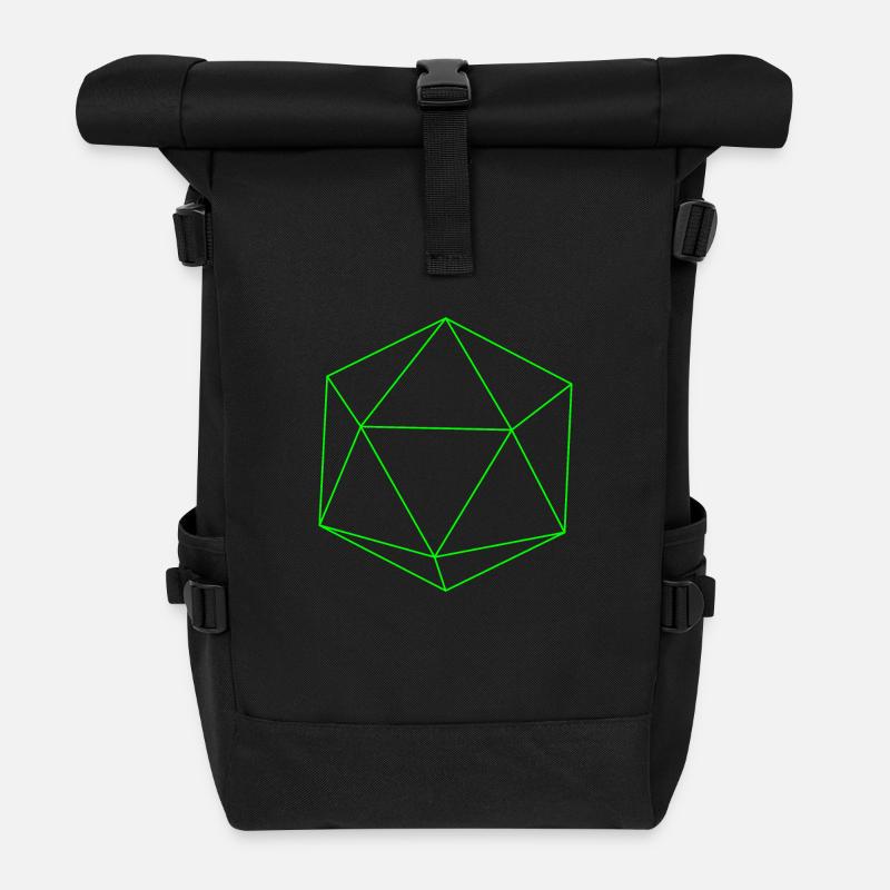icosaèdre vert - Sac à dos roll top - noir