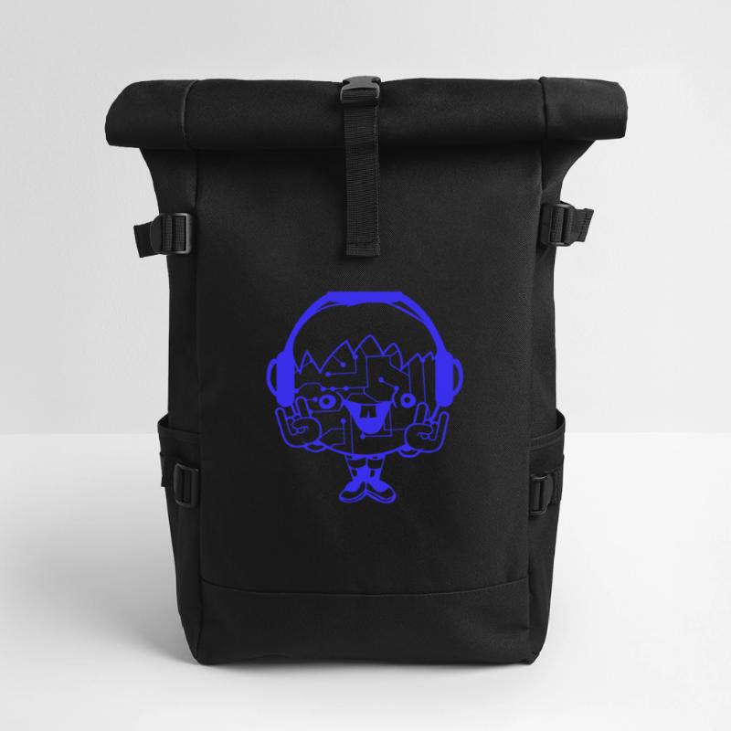 DJ Data Microchip Pattern Computer Nerd Geek Party Roll Top Backpack