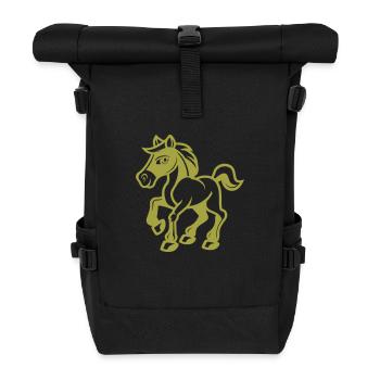 horse animal - Roll Top Backpack - black - Front