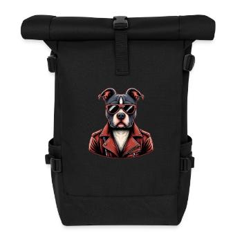 Rebel Spirit Dog - Cool Vintage Pet - Roll Top Backpack - black - Front