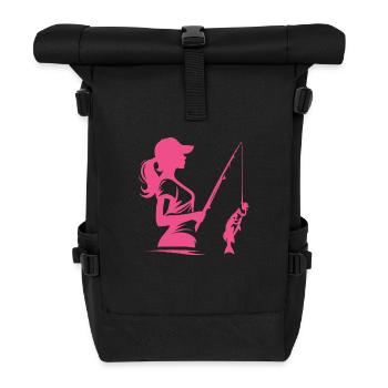 Design simple pour pêcheur avec motif de poisson - Sac à dos roll top - noir - Devant