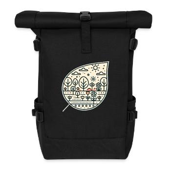 Blatt schräg - Rolltop Rucksack - Schwarz - Vorne