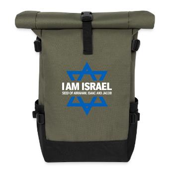 Hebrew Heritage: Israel, Descendants of Abraham - Roll Top Backpack - olive/black - Front