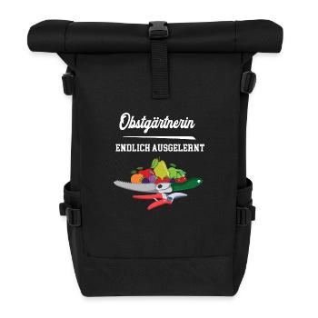 Obstgärtnerin Ausgelernt Lehrling Azubine Lehre - Rolltop Rucksack - Schwarz - Vorne