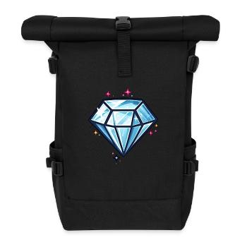 Glitzer Diamant - Rolltop Rucksack - Schwarz - Vorne