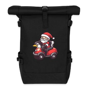 Pingouin Père Noël Dessin animé - Sac à dos roll top - noir - Devant