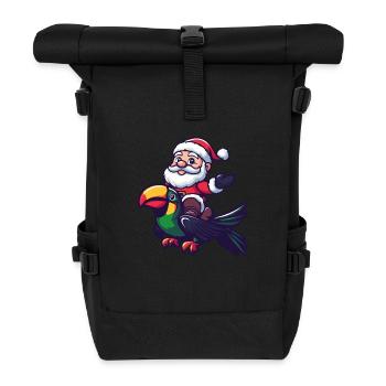 Toucan oiseau Père Noël dessin animé - Sac à dos roll top - noir - Devant