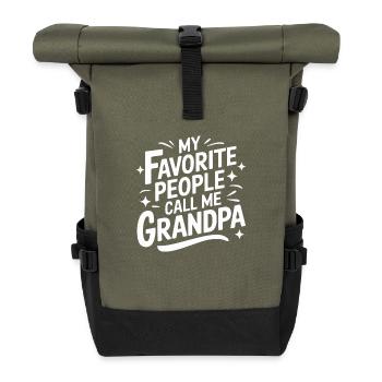 Papy Grand-père Famille Fête des pères - Sac à dos roll top - olive/noir - Devant