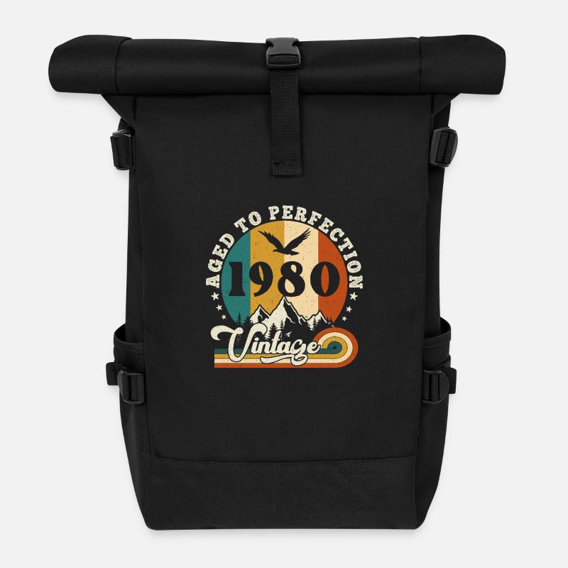 Vintage Birthday in 1981 - anniversaire 2025. - Sac à dos roll top - noir