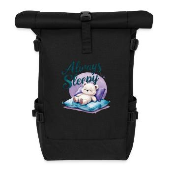 Cute Polar Bear is always sleepy 1 - Roll Top Backpack - black - Front