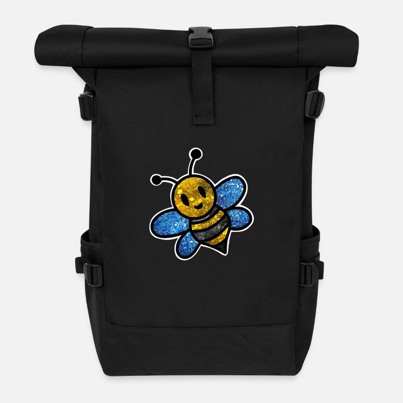 Cosmic Bee - Roll Top Backpack - black